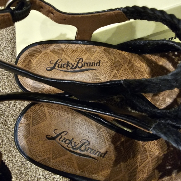 Lucky Brand Heels Womens 8 Rilo Macrame Crochet Platform Sandals BK Fabric. - Picture 9 of 12